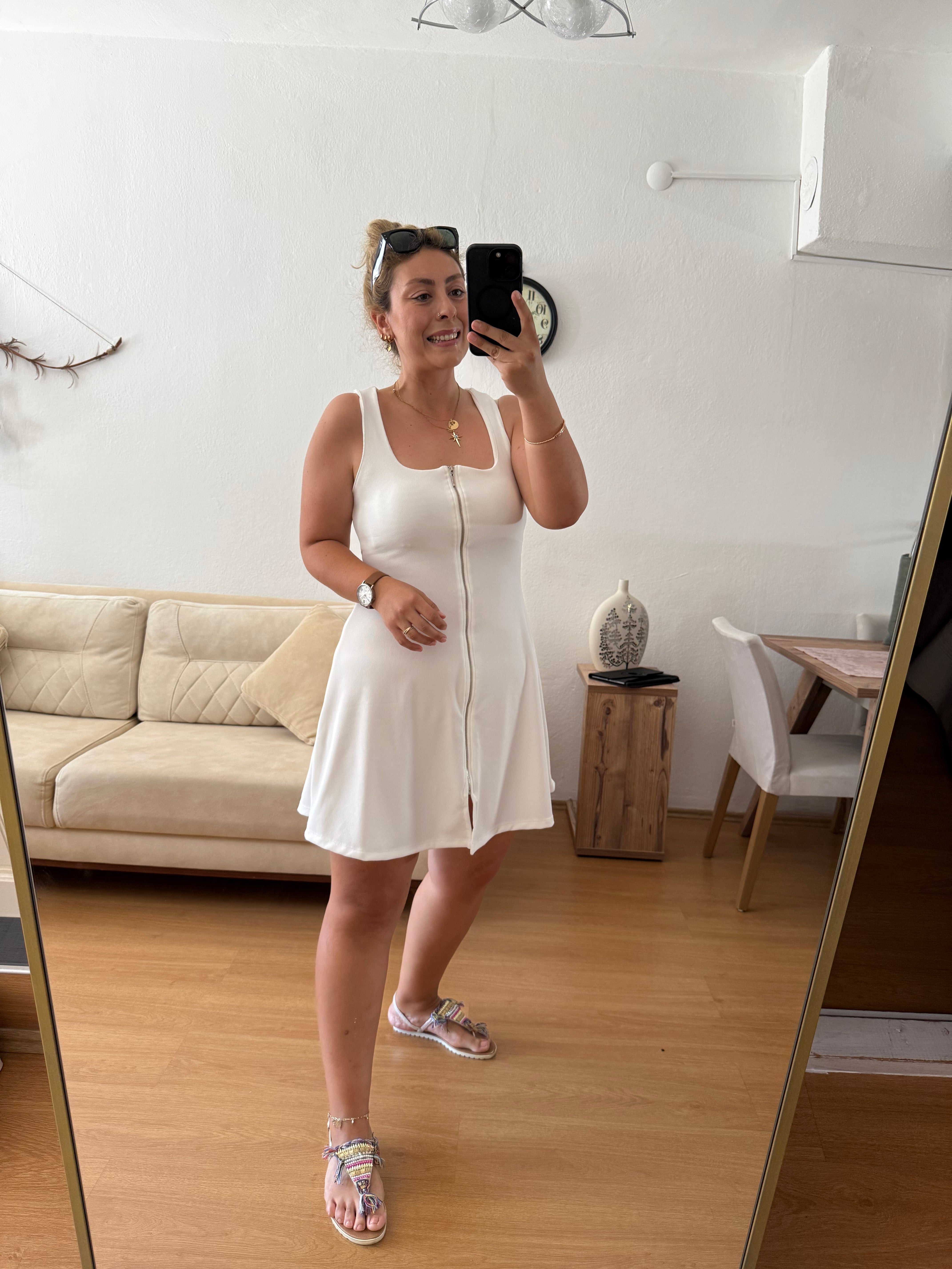 Fermuarlı Mini Elbise