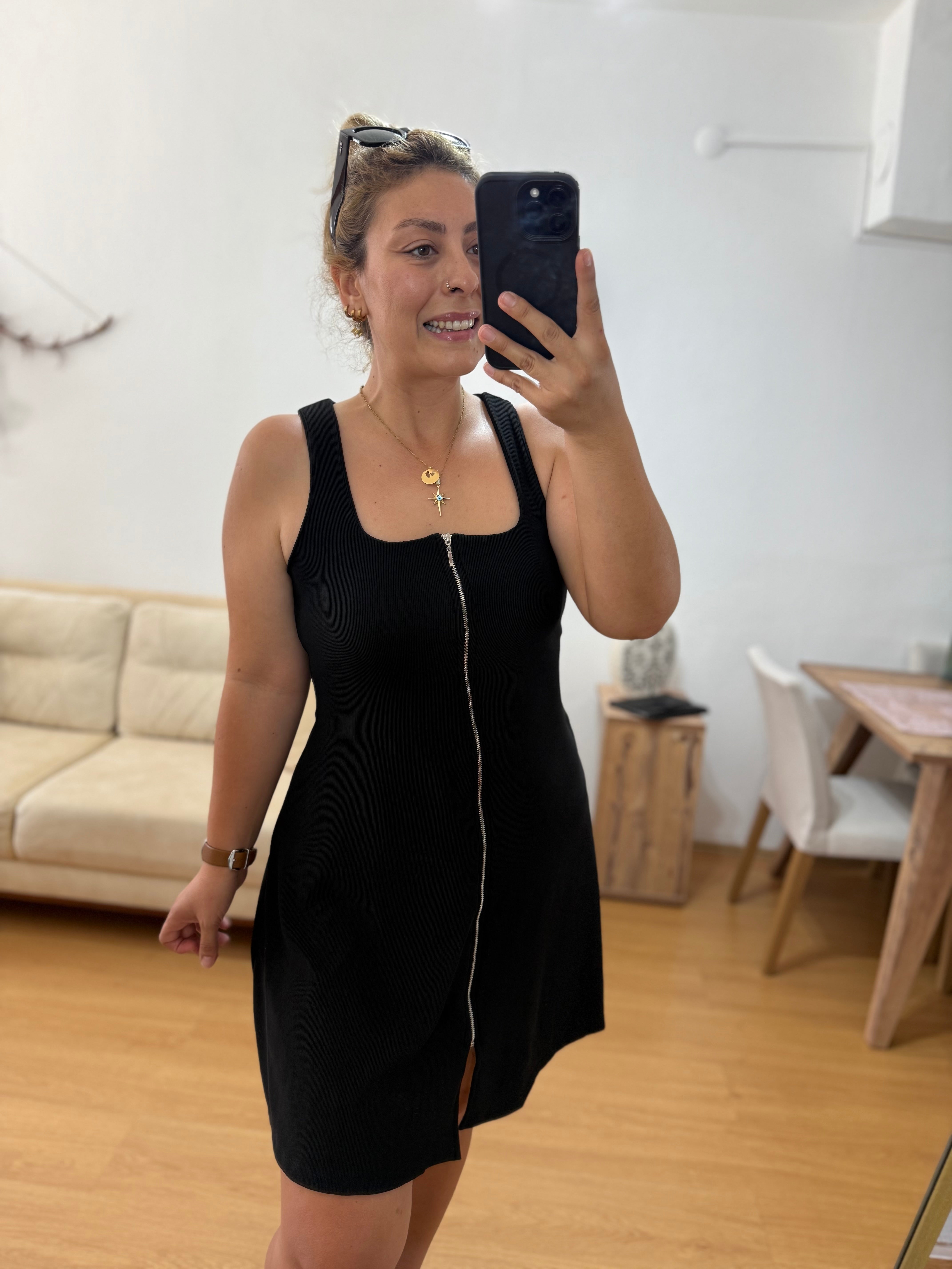 Fermuarlı Mini Elbise