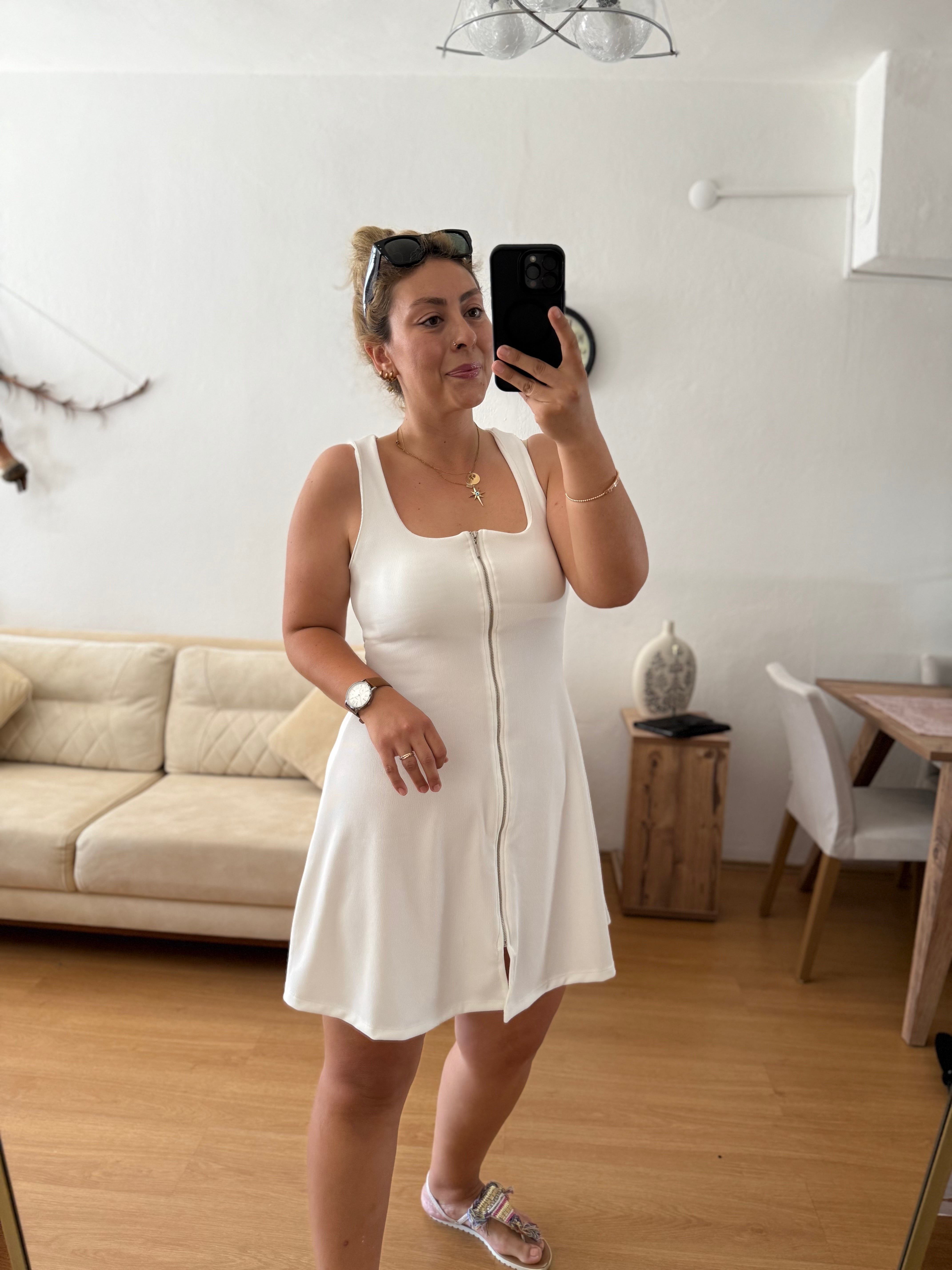 Fermuarlı Mini Elbise
