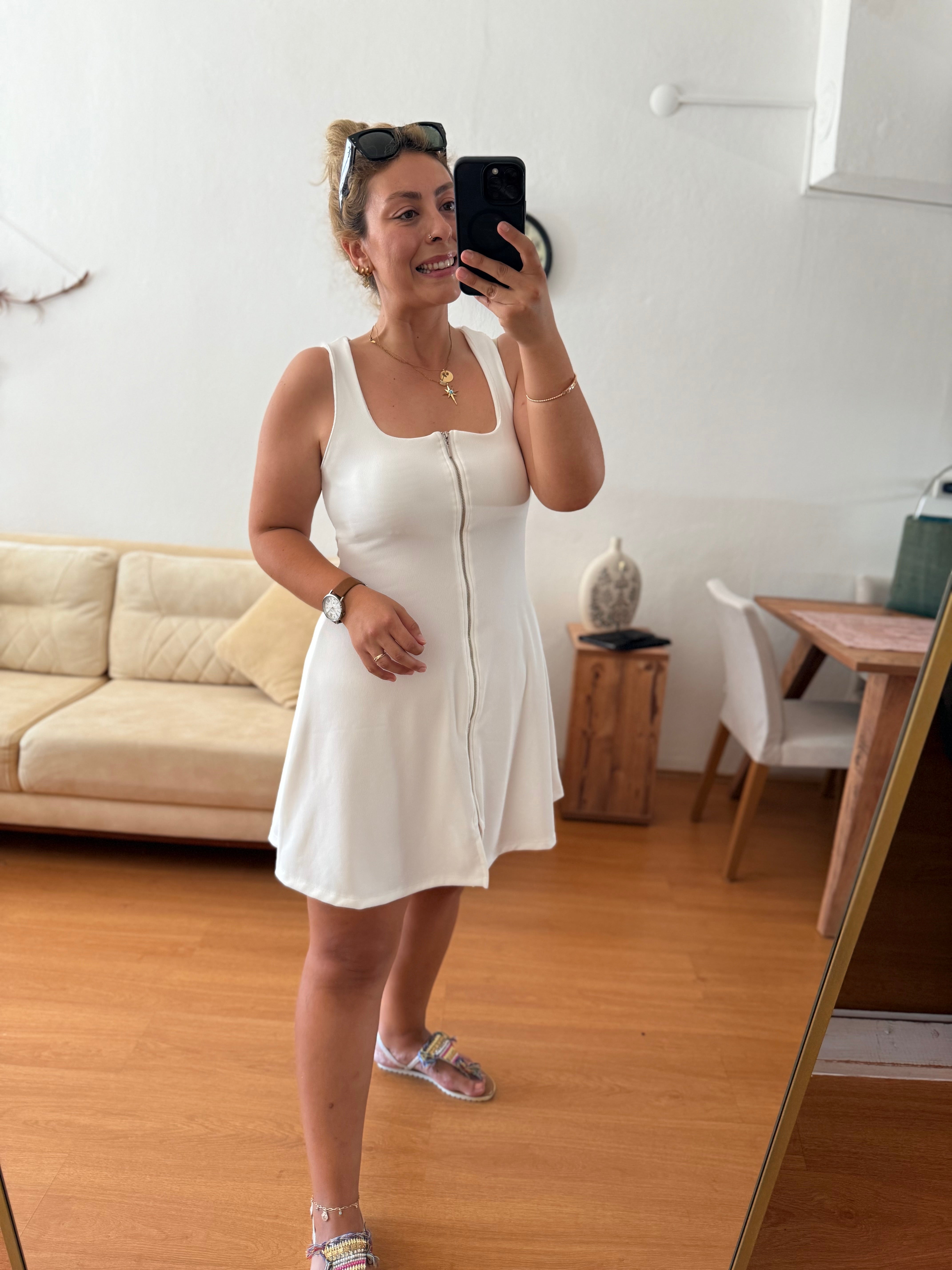 Fermuarlı Mini Elbise