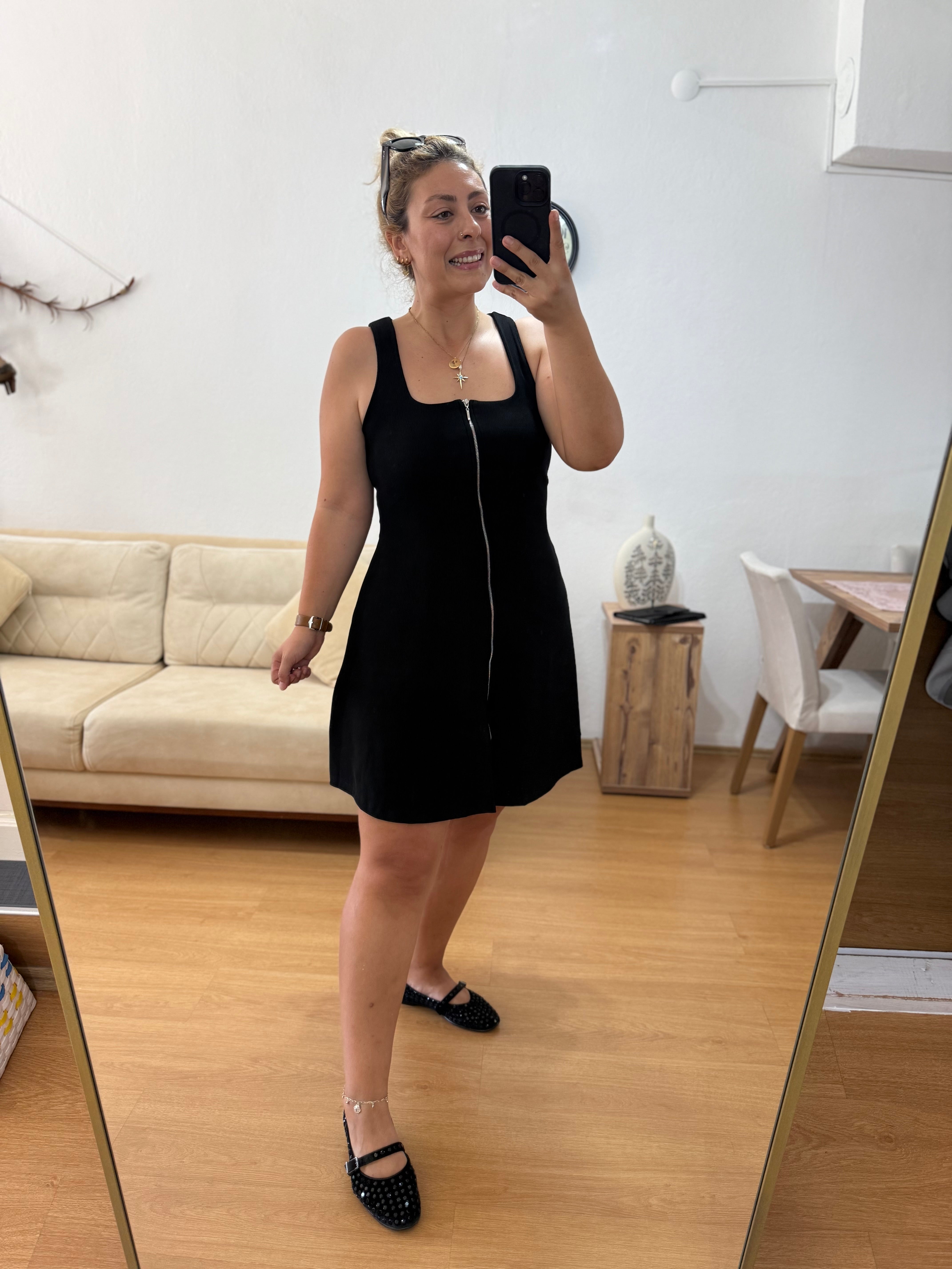 Fermuarlı Mini Elbise