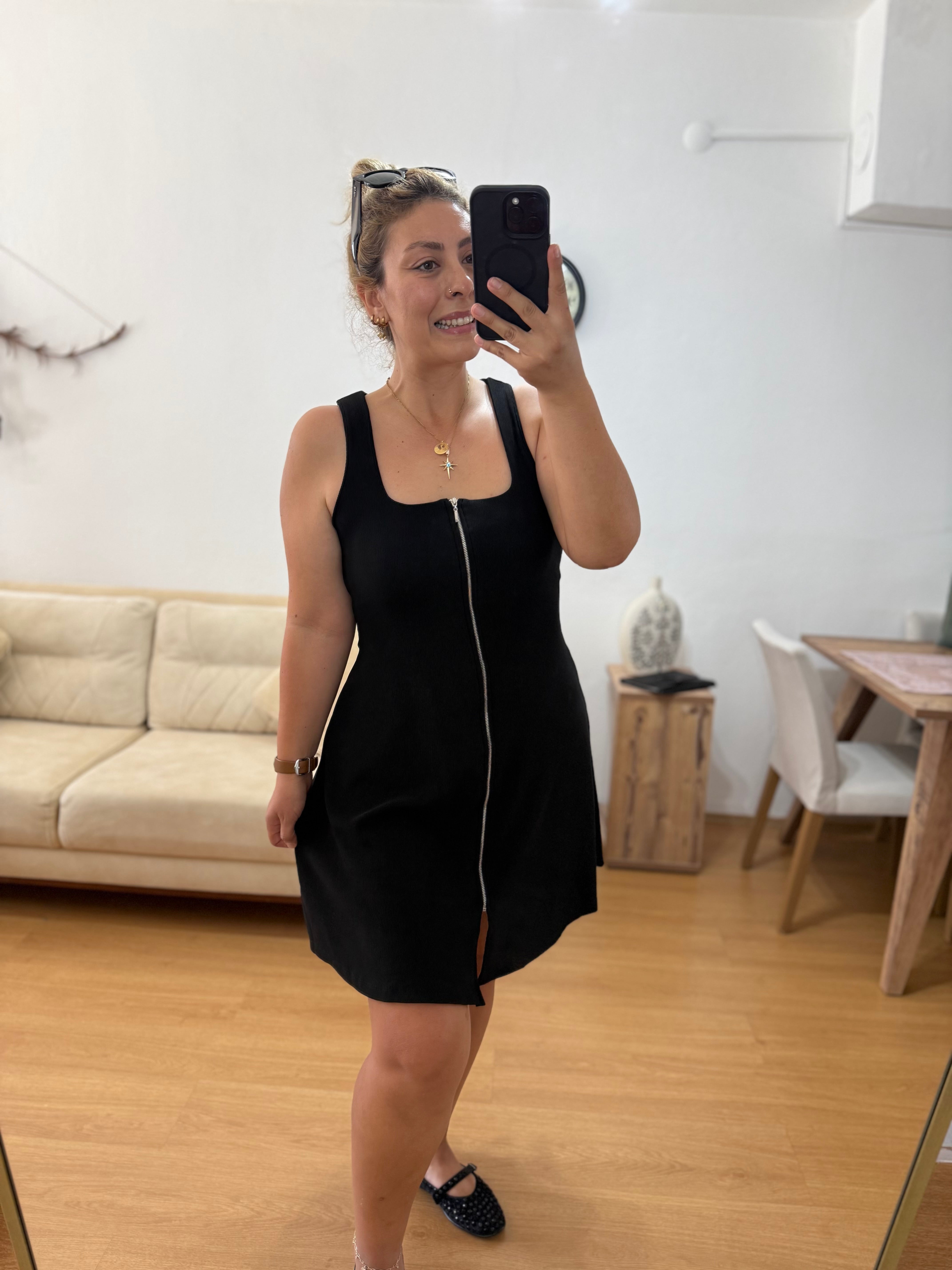 Fermuarlı Mini Elbise