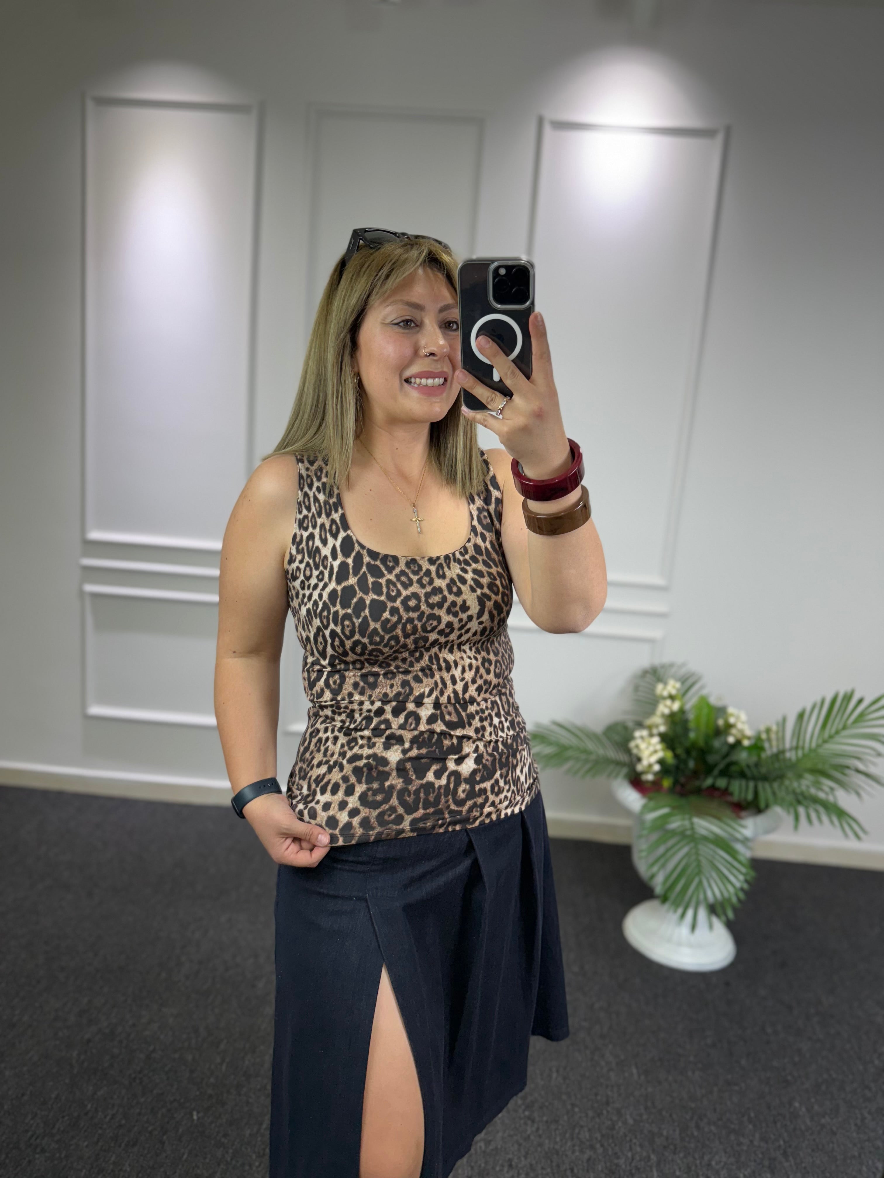 Leopar Dokuma Tulumlu Bluz